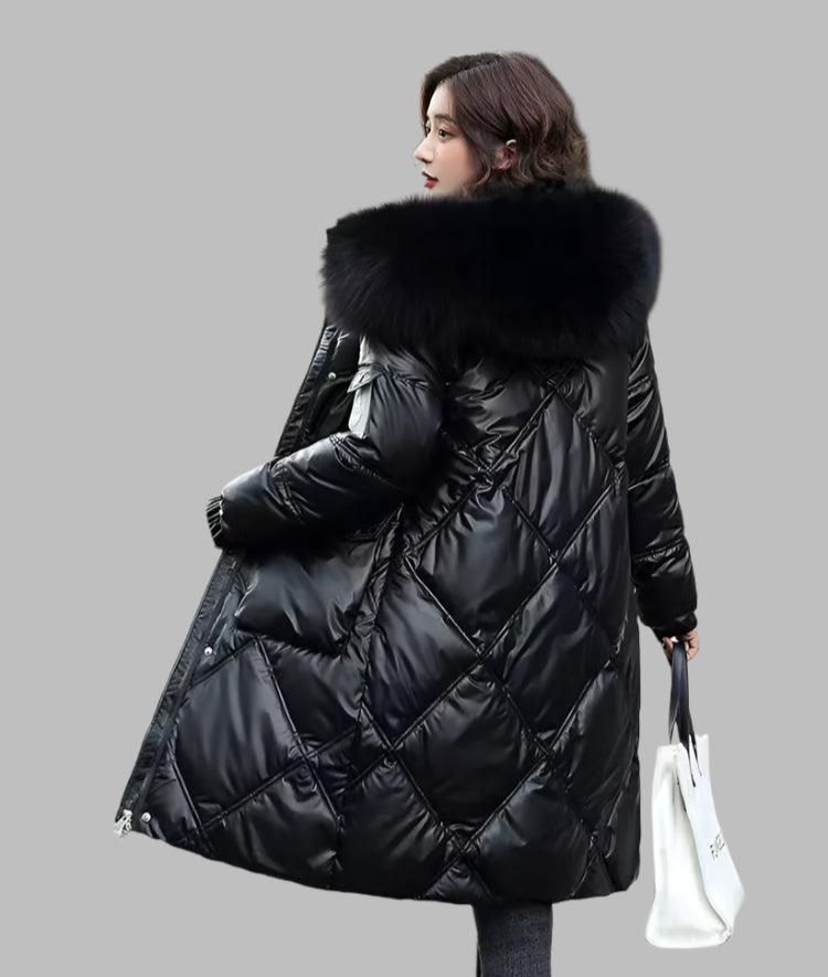 Warm and Stylish All Winter Long Women’s Hooded Fur Collar Parka Jacket - JVMCL