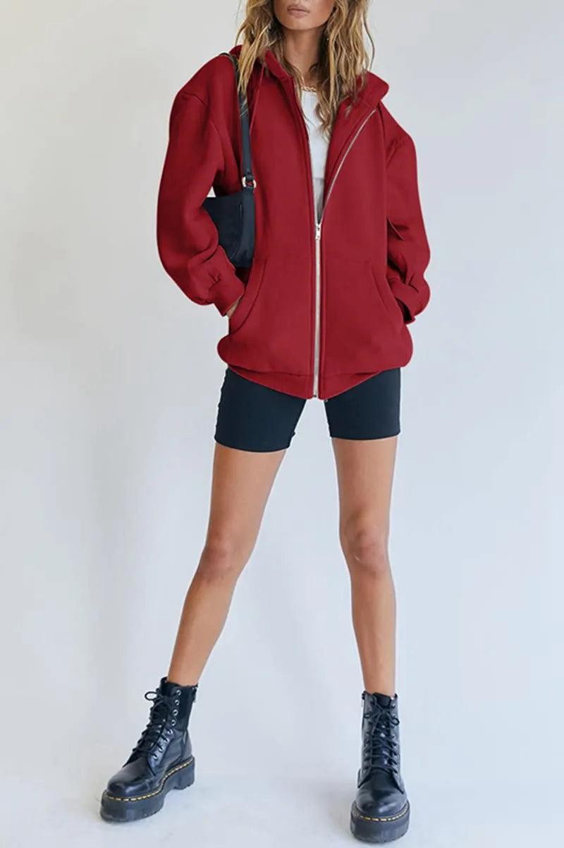 Cute Oversized Hoodie for Women and Teenage Girls – Casual Autumn Zipper Jacket - JVMCL