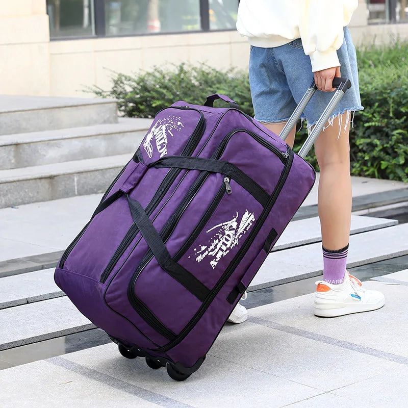 Large Capacity Trolley Bag with Wheels – Durable Oxford Rolling Luggage for Travel - JVMCL