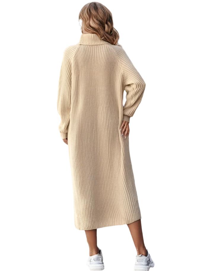 Warm Chic Loose Fit Mini Turtleneck Autumn/WinterLong Sleeve Sweater Dress - JVMCL