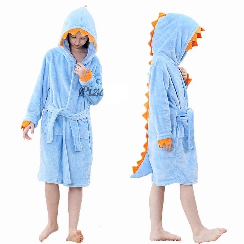 Shark & Dinosaur Bathrobe Cute Hooded Animal Cartoon Pajamas for Kids - JVMCL