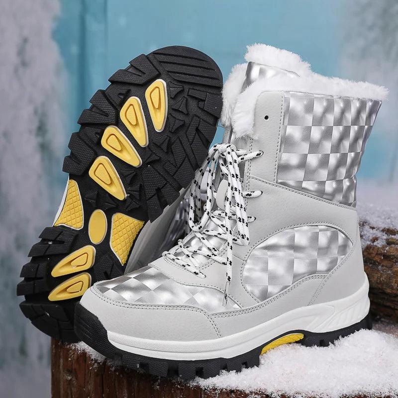 Outdoor Non-slip Women Warm Waterproof Boots Fashion Designer Plush Snow Boots - JVMCL