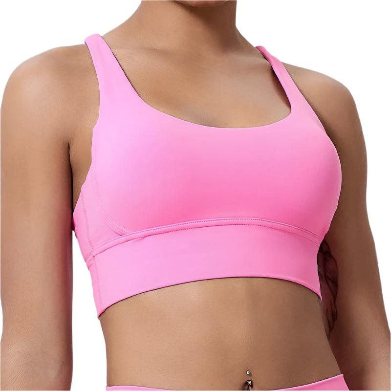 Women's Push-Up Cross-Back Sports Bra – Shockproof & Breathable Workout Crop Top - JVMCL