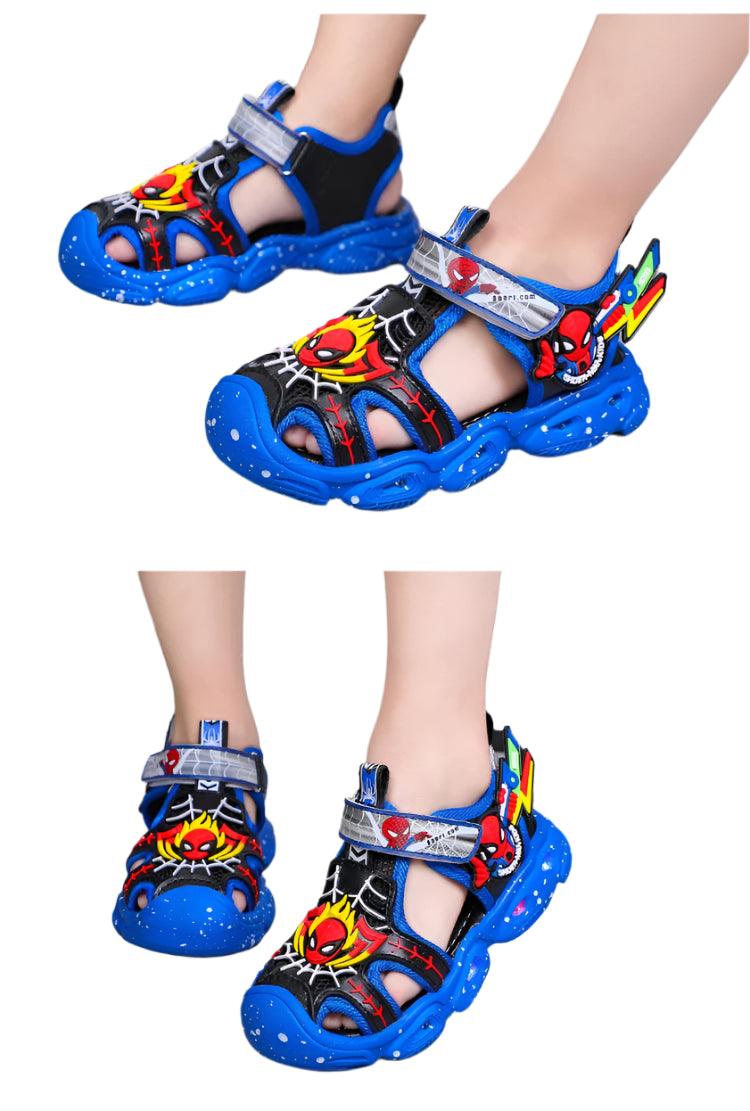 LED Sport Sandals Spiderman Sandals for Boys Casual Soft Sole Kids Shoes - JVMCL