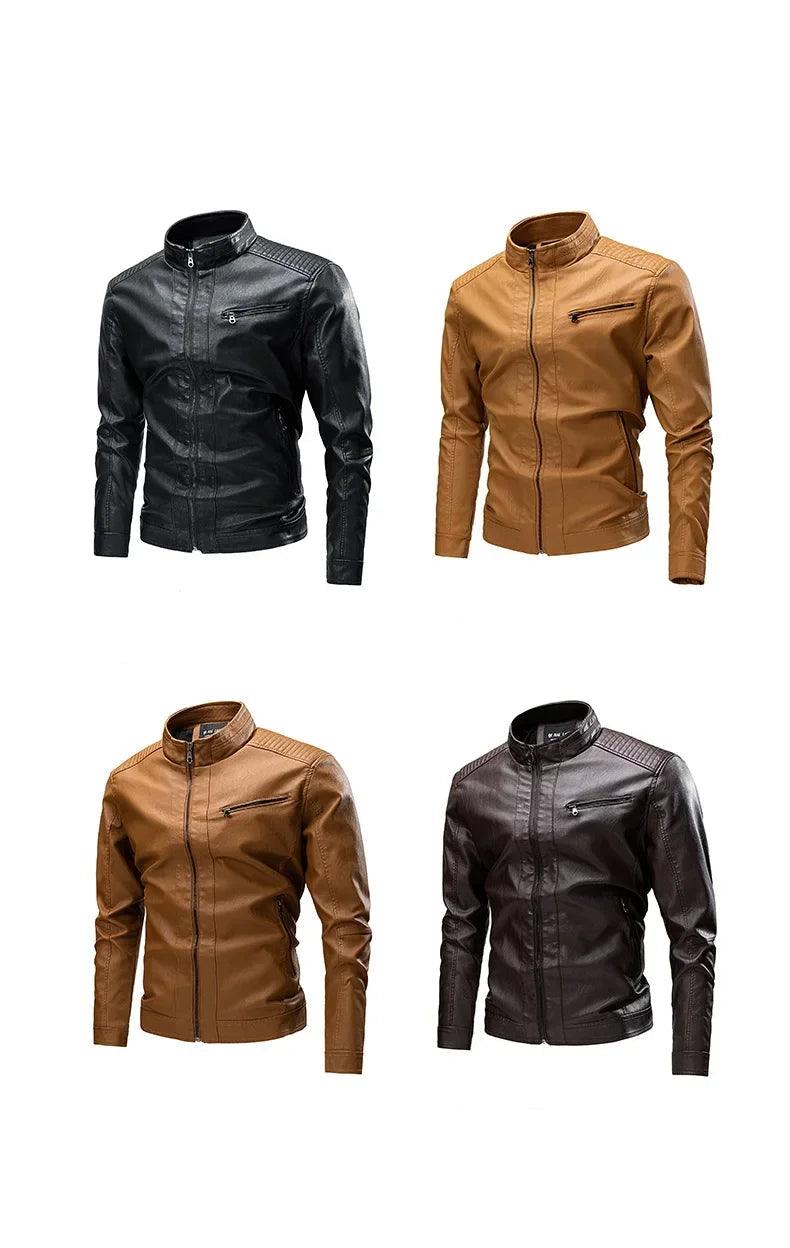 Fleece Warm High Quality Outerwear Men Business Faux Fur Leather Jackets - JVMCL