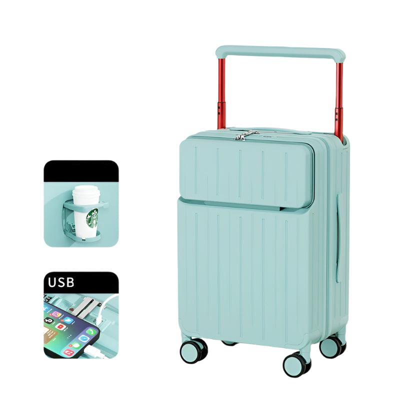 Wide Drawbar Front-Opening Carry-On Luggage & Rolling Suitcase - JVMCL