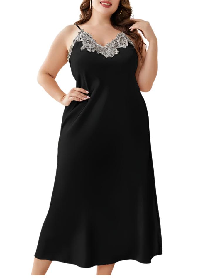 Plus Size Satin Nightgown – Sexy & Elegant Lace Chemise for Women (XL-5XL) - JVMCL