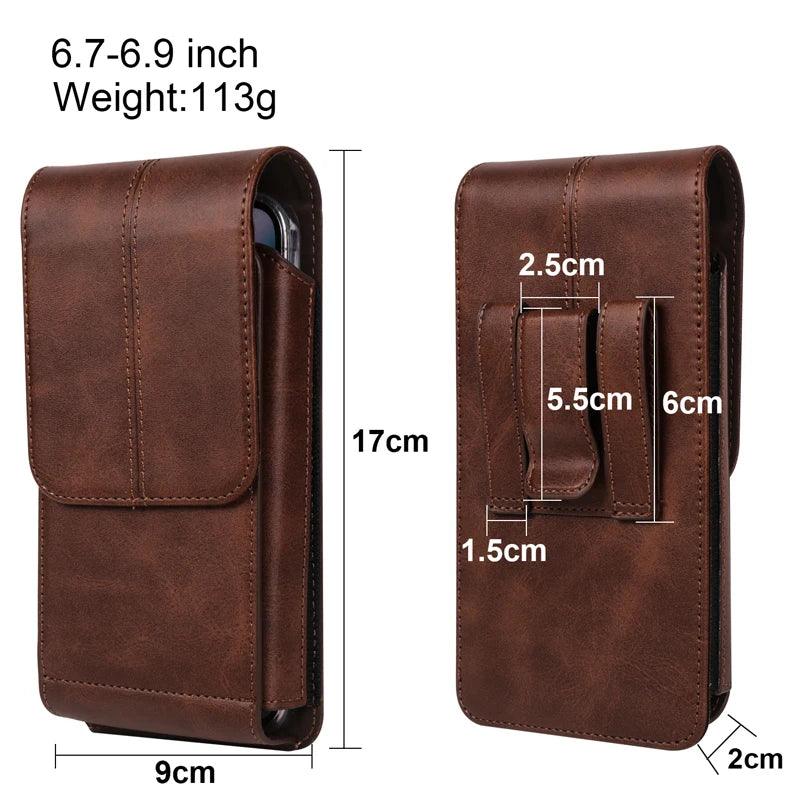 Leather Belt Case – Mobile Phone Waist Bag for iPhone 16, 15, 14, 13, 12 Series