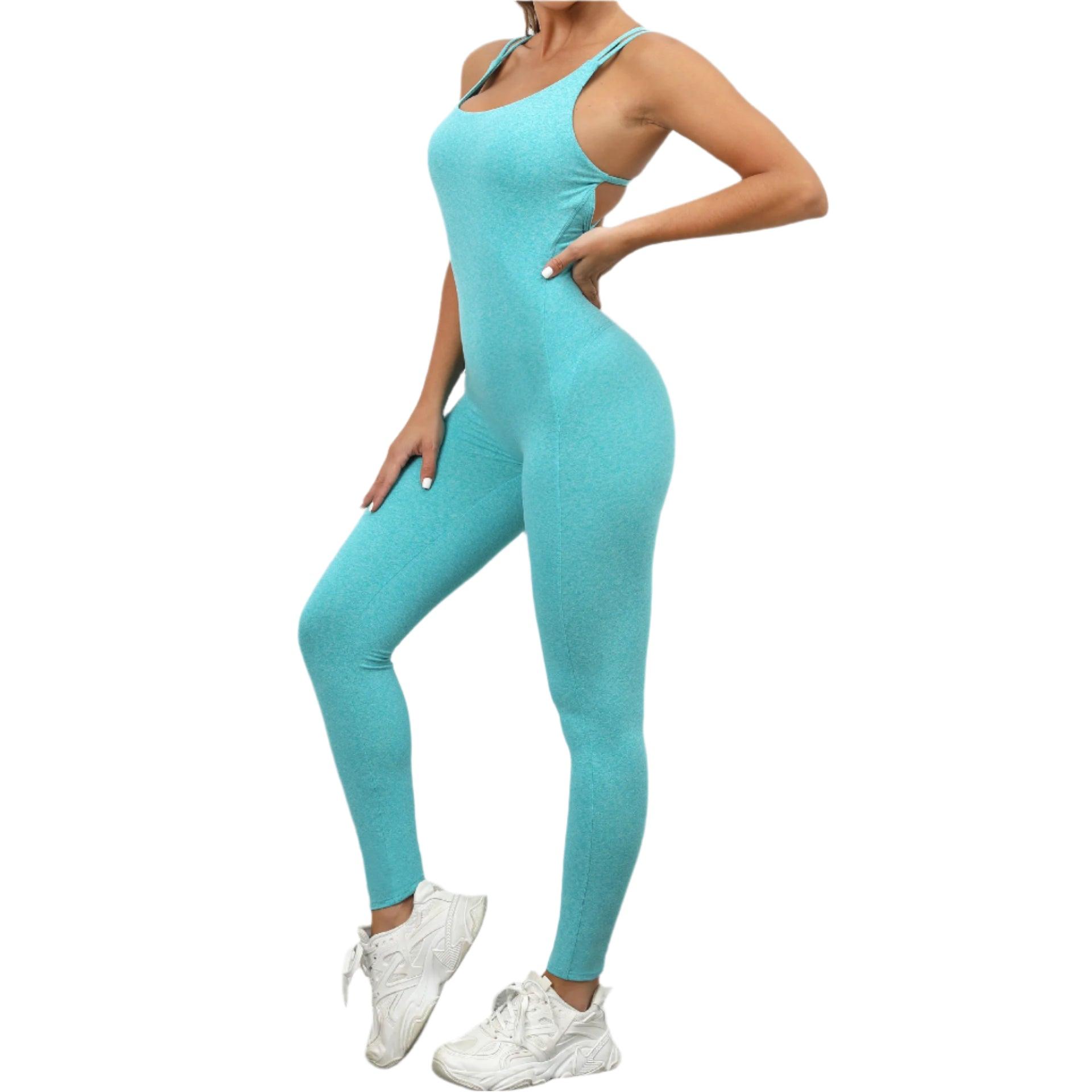 Sexy Backless Bodycon Scrunch Jumpsuit –Push-Up Dance Fitness Overalls for Women - JVMCL