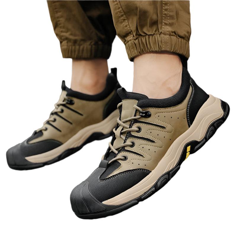 Genuine Leather Men's Hiking Sneakers–Handmade High-Quality Casual Walking Shoes - JVMCL