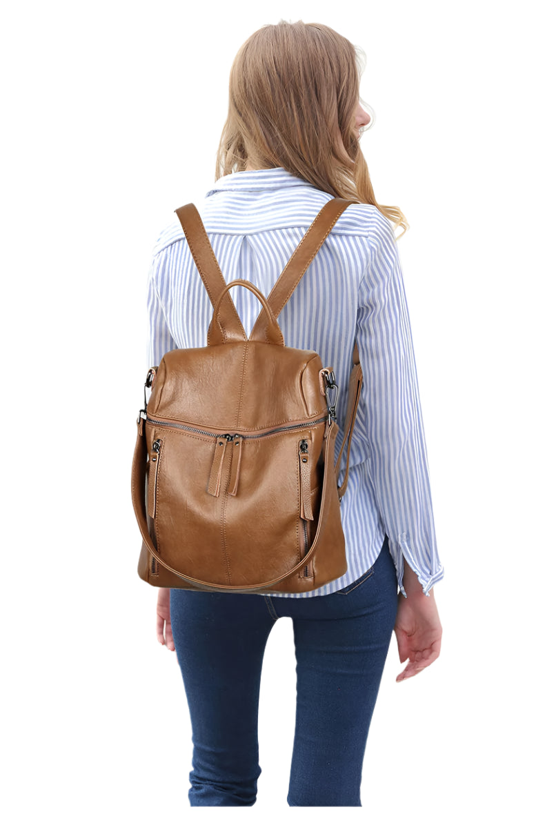 Soft Leather Lightweight Waterproof Sheepskin Backpack 