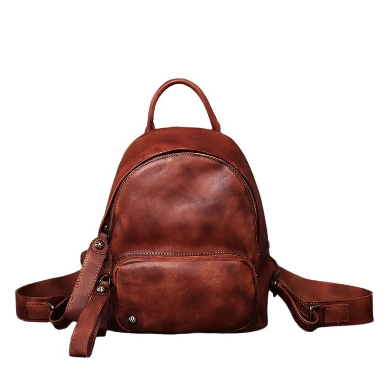 Vintage Genuine Leather Small Backpack – Retro Elegance & Everyday Comfort - JVMCL