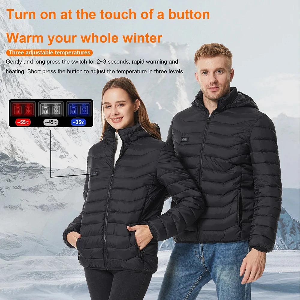 21-Area Heated Waterproof Winter Coat – USB-Powered Warm Vest for Men & Women - JVMCL