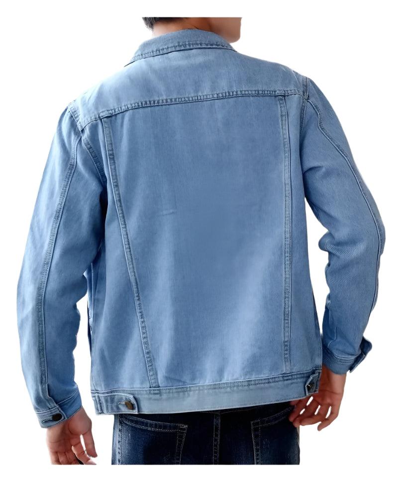 Men's Retro Denim Jacket – Slim Fit Washed Casual Jeans Coat for Spring & Autumn - JVMCL