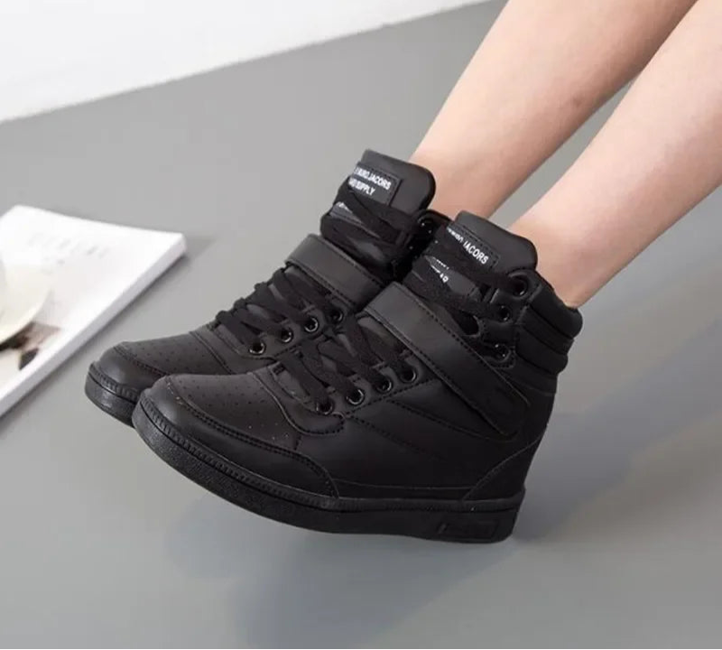 Women's Breathable High-Top Platform Sneakers – Casual Sport Boots - JVMCL