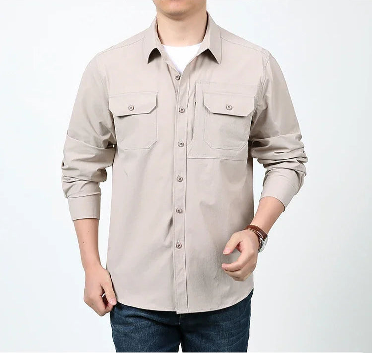 Men’s Quick-Dry Tactical Cargo Shirt – Casual Hiking & Fishing Shirt