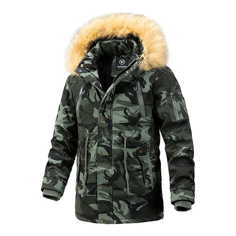 Men's Camouflage Winter Parka - Removable Hood Fleece Thickened Coat - JVMCL