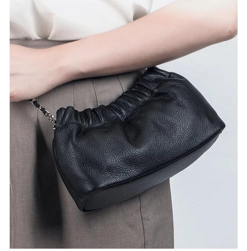 Soft Genuine Leather Cloud Clutch – Dumpling-Style Crossbody & Underarm Bag - JVMCL