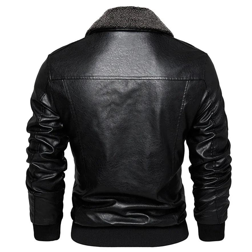 Fashion-Forward Casual Leather Embroidered Aviator Men's Biker Motorcycle Jacket - JVMCL