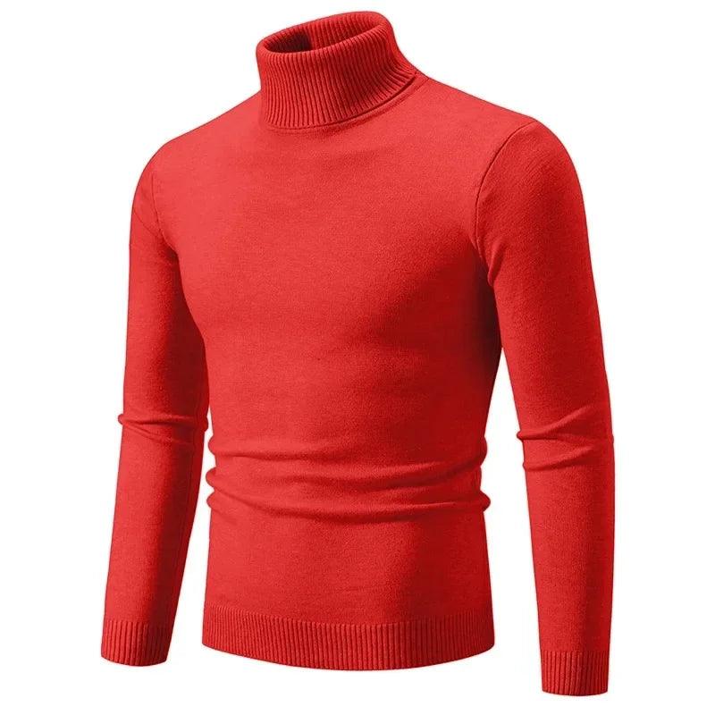 Men’s Soft Knitted High Neck Turtleneck Sweater – Warm & Versatile Pullover - JVMCL