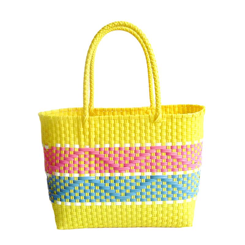 Handmade Plastic Woven Bohemian Tote – Summer Beach Shoulder Bag for Women - JVMCL