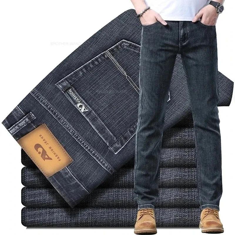 Men's Thin Casual Stretch Fashion Business Casual Straight Classic Denim Pants - JVMCL