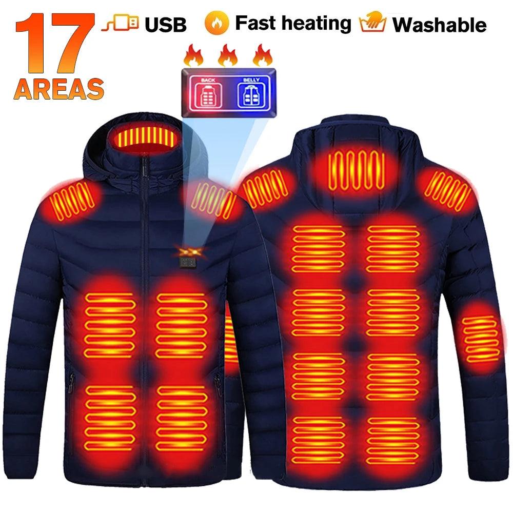 21-Area Heated Waterproof Winter Coat – USB-Powered Warm Vest for Men & Women - JVMCL