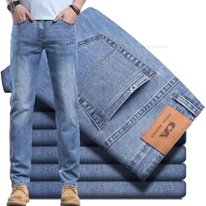 Men's Thin Casual Stretch Fashion Business Casual Straight Classic Denim Pants - JVMCL