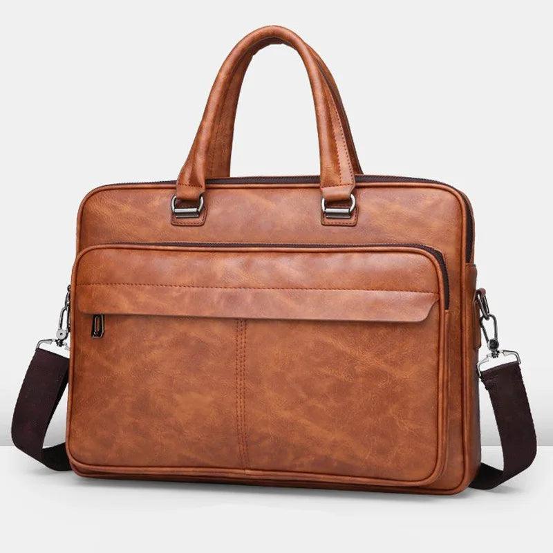 PU Leather Business Briefcase: Handbag, Laptop Folder & Crossbody Messenger Bag - JVMCL