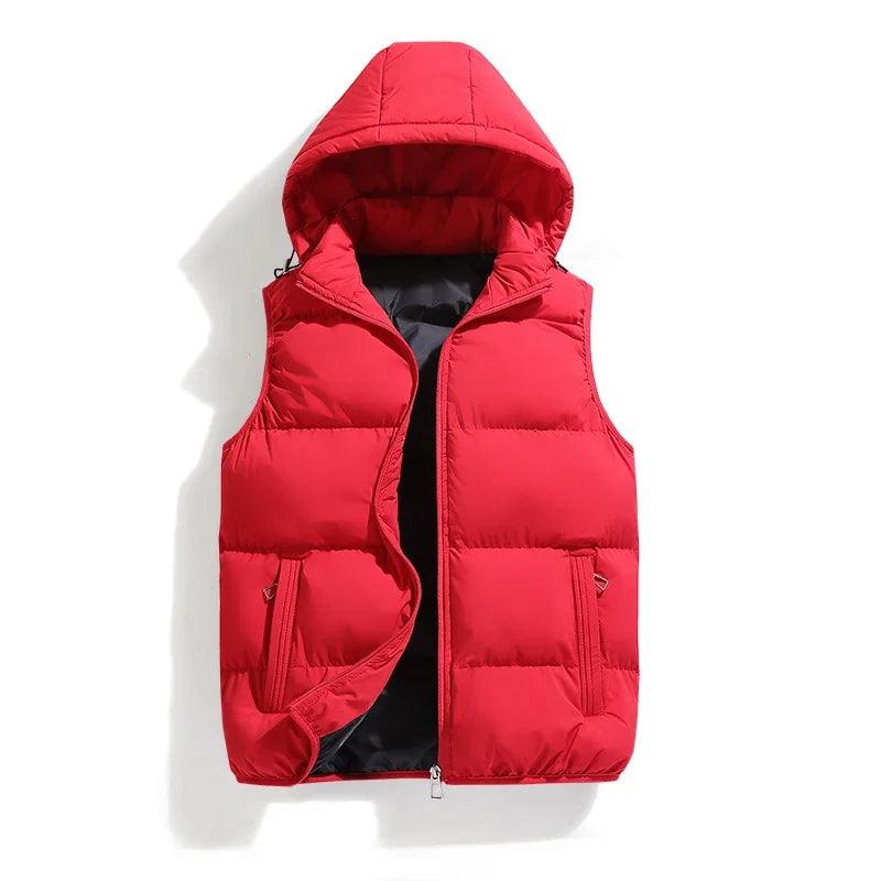 Warm and Stylish Men's Autumn and Winter Thick Hooded Vest with Detachable Hat - JVMCL