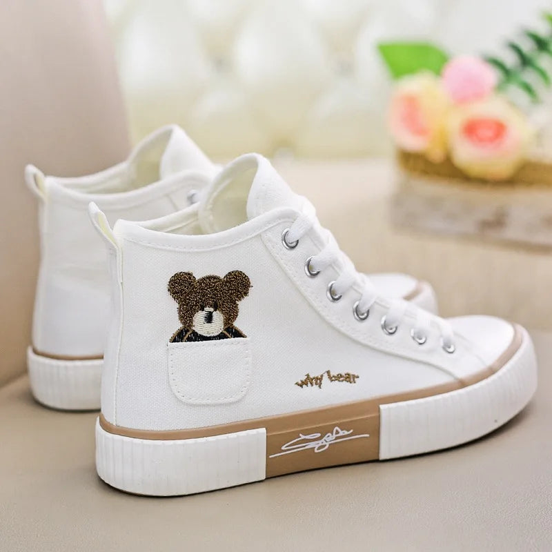 Cute High-Top Canvas Sneakers – Breathable & Stylish Print Vulcanized Shoes - JVMCL