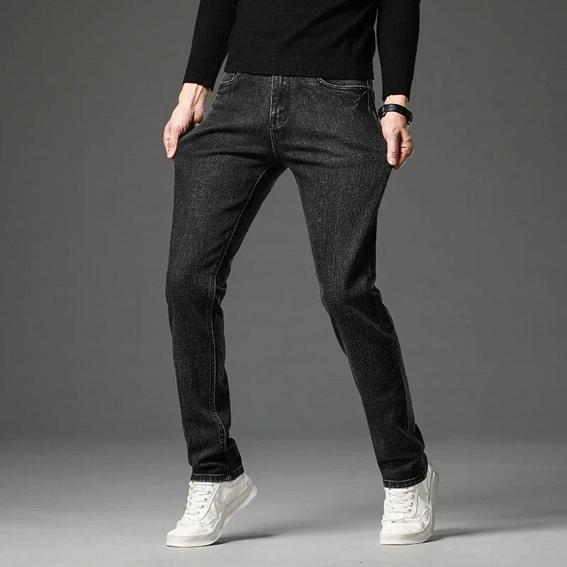 Youth Men's Slim Straight Jeans - Simple Fashion Nostalgic Denim - JVMCL