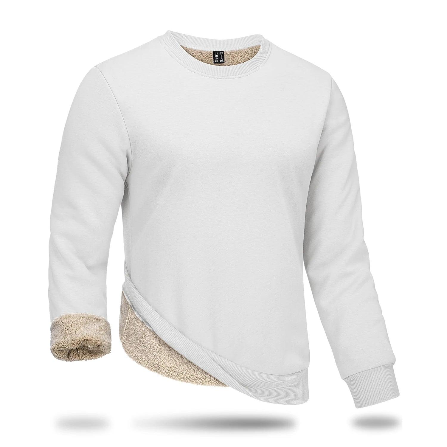 Men's Thicken Fleece Crewneck Sweatshirt – Heavy Sherpa-Lined Winter Pullover - JVMCL