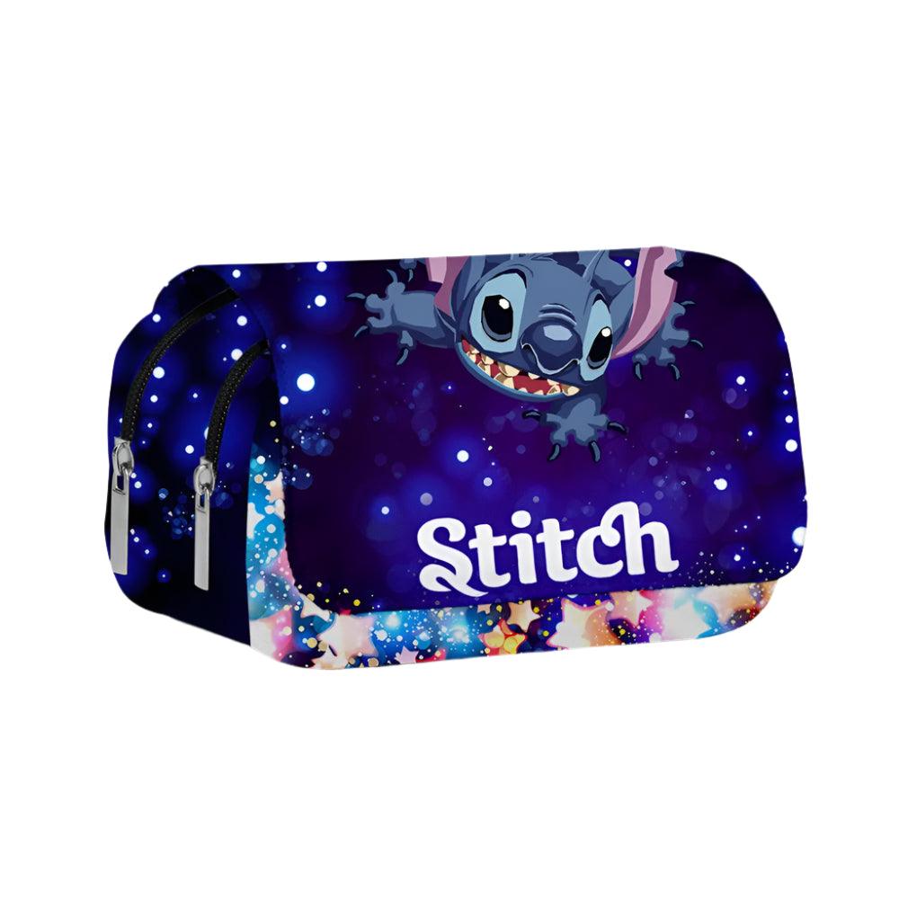 Stitch Fully Printed Flap Pen Bag - Large Capacity Cartoon Students Pencil Case - JVMCL