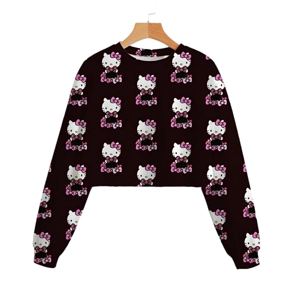 Hello Kitty Girls' Short Hoodie – Cute & Comfortable Autumn Sweatshirt - JVMCL