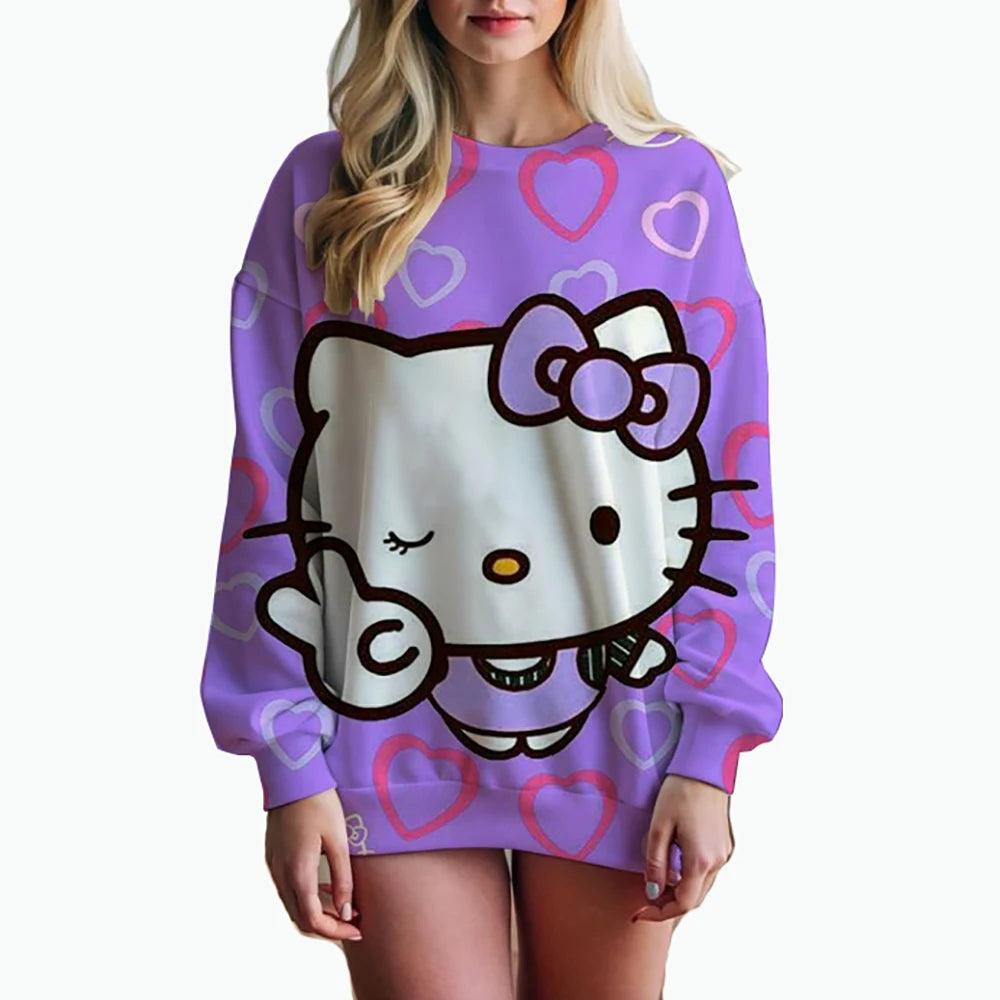 Cute & Trendy Hello Kitty 3D Print Sweatshirt – Youthful Casual Wear - JVMCL