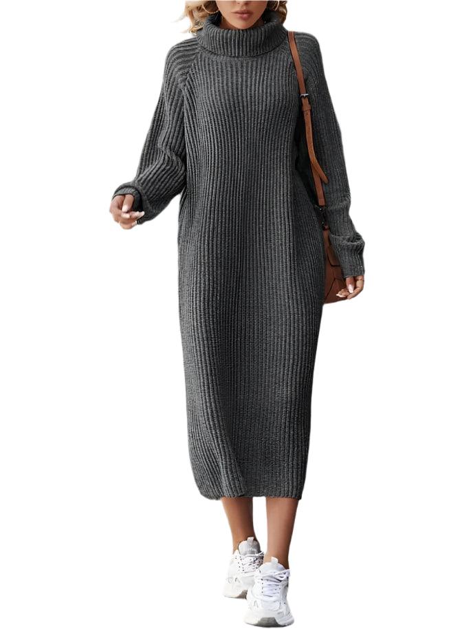 Warm Chic Loose Fit Mini Turtleneck Autumn/WinterLong Sleeve Sweater Dress - JVMCL