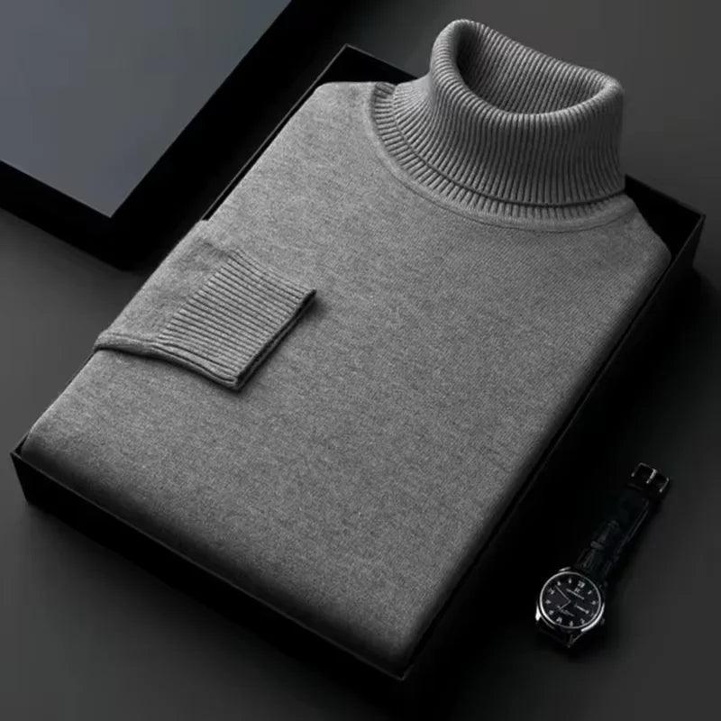 Men’s Knitted Turtleneck Sweater – Slim Fit, Anti-Pilling, Long Sleeve Pullover - JVMCL