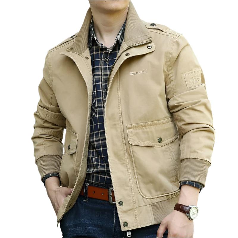 Men's Cotton Military Tooling Spring Autumn Jacket – Stand Collar Casual Coat - JVMCL