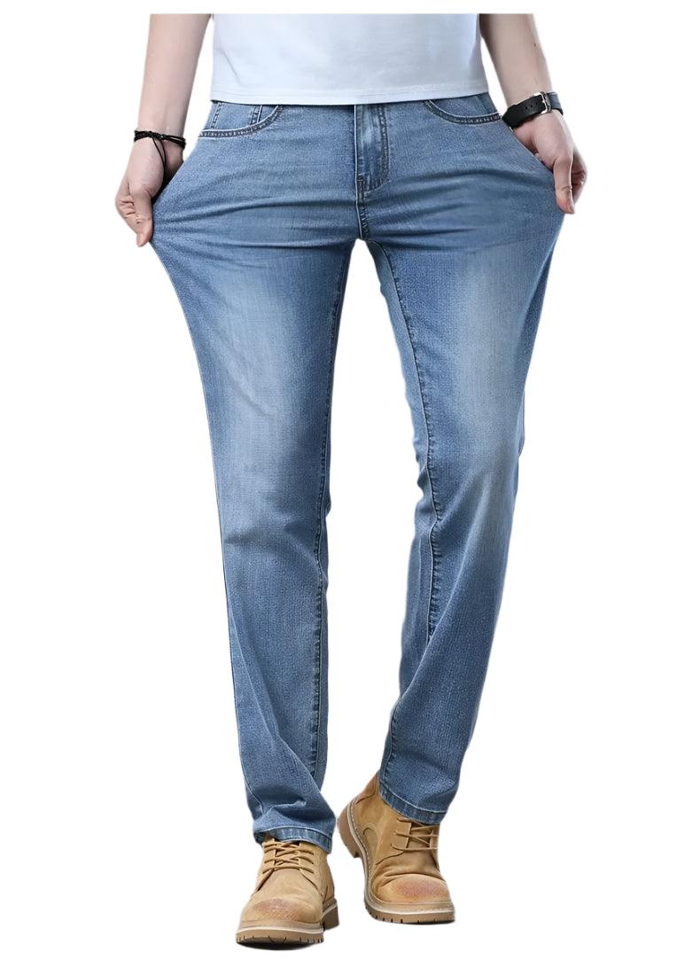 Men's Thin Casual Stretch Fashion Business Casual Straight Classic Denim Pants - JVMCL