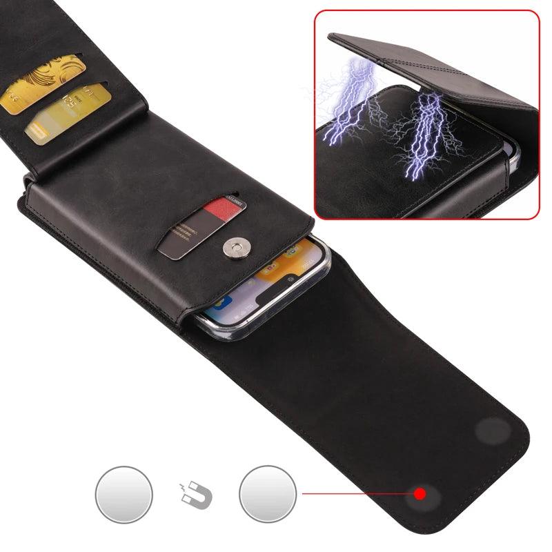 Leather Belt Case – Mobile Phone Waist Bag for iPhone 16, 15, 14, 13, 12 Series