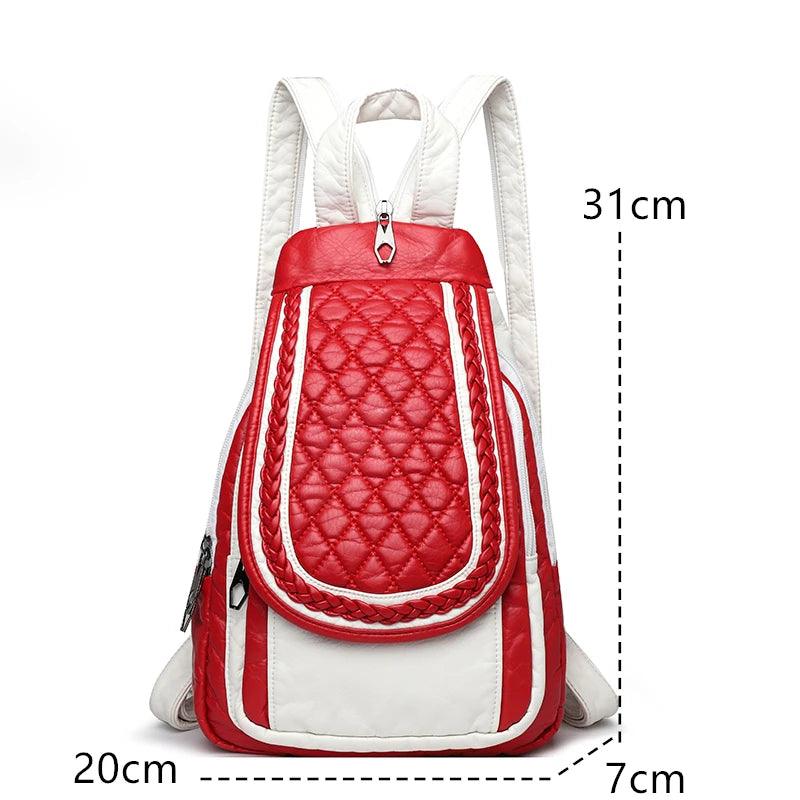 Fashion Women Soft Leather Backpacks - Luxury Female Shopping and Travel Bag - JVMCL