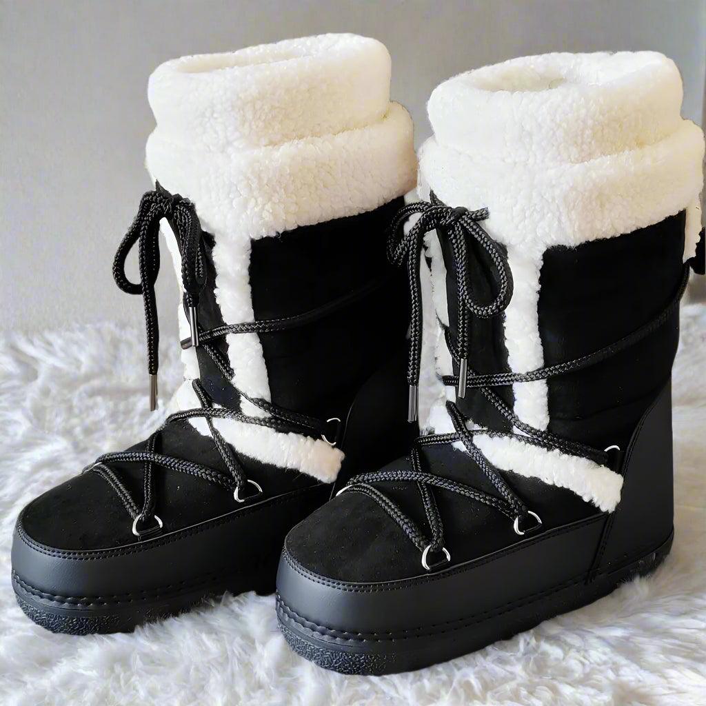 Winter Faux Fur Snow Boots – Fluffy Waterproof Mid-Calf Boots for Women - JVMCL