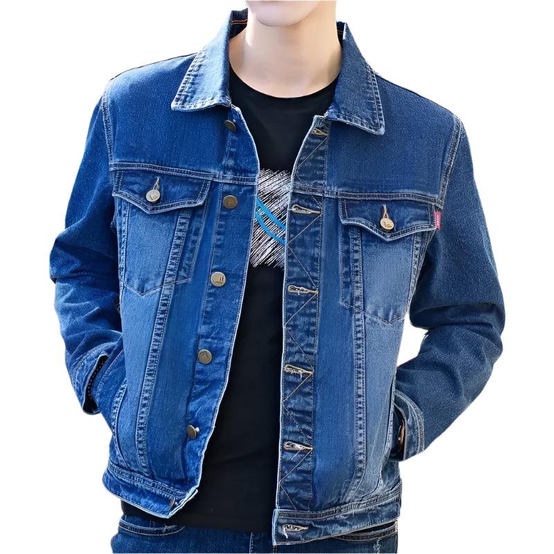 Men's Slim Fit Denim Jacket – Vintage Blue Casual Jeans Coat for Autumn & Winter - JVMCL