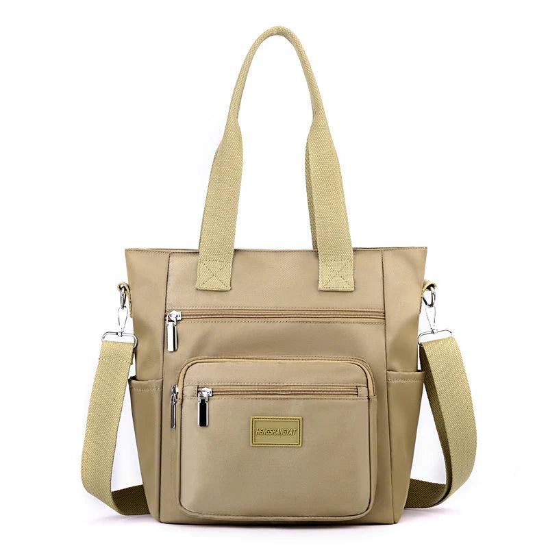 High-Capacity Solid Zipper Shoulder Bag - Multi-Partition Casual Tote for Women - JVMCL