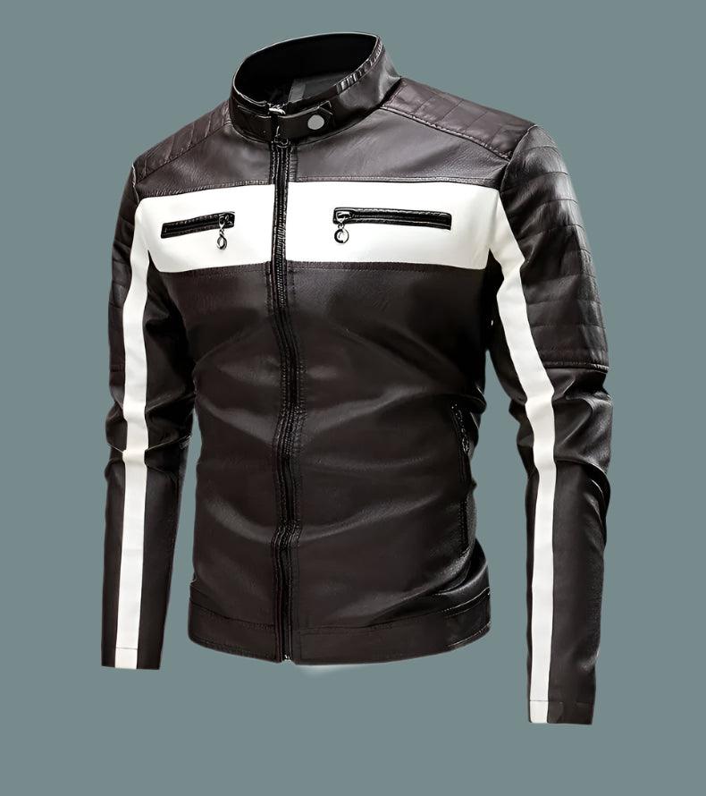 Standing Collar Leather Winter Jacket – Men's Business High-Grade PU Motorcycle Jacket - JVMCL