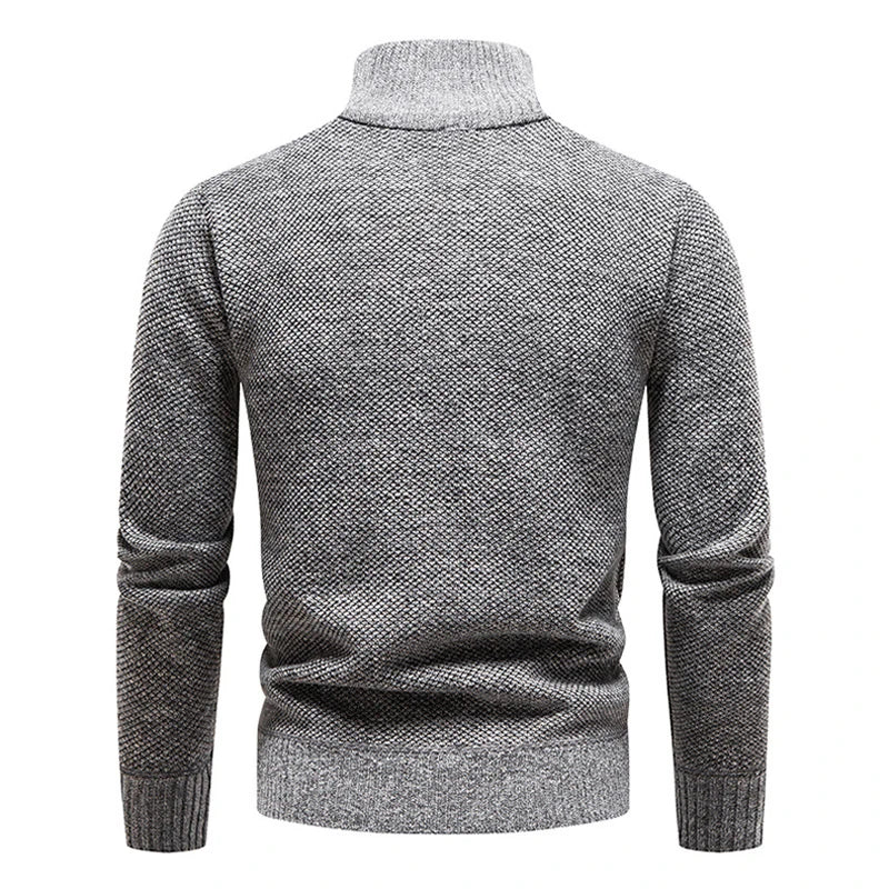 Thick Half-Zip Turtleneck Warm Knitted Pullover Sweater for Winter & Sportswear - JVMCL