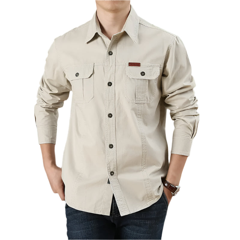 Men’s Oversized Army Tactical Shirt – Long Sleeve Outdoor Hunting Shirt