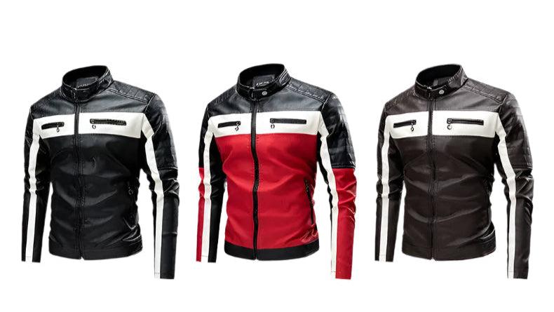 Standing Collar Leather Winter Jacket – Men's Business High-Grade PU Motorcycle Jacket - JVMCL