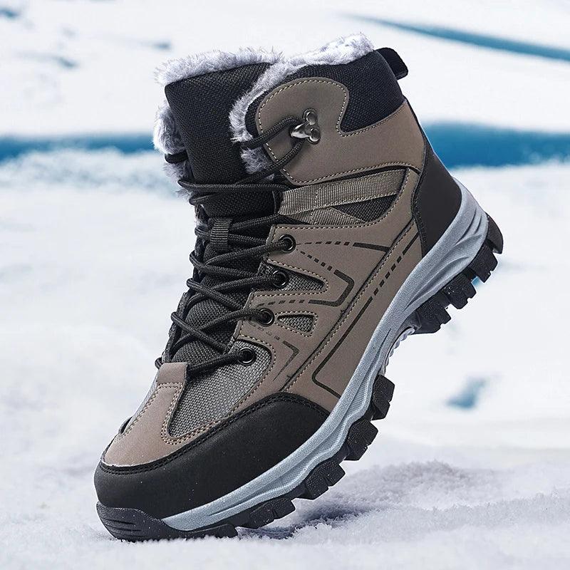 Winter Hiking Boots for Men – Warm Plush Non-Slip Ankle Boots - JVMCL